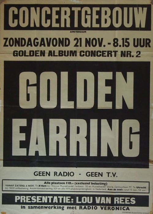 Golden Earring show poster November 21 1971  Amsterdam - Concertgebouw (Collection Edwin Knip)